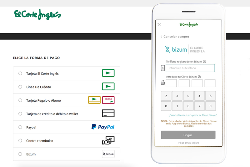 El Corte Inglés y BBVA se alían para incorporar Bizum como medio de pago en compras online - Just Retail