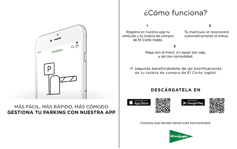 El Corte Inglés integra en su app el pago del parking sin pasar por el cajero - Just Retail